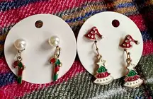 Festive Christmas Earrings Set - Red, Green, White