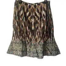 Dana Buchman Women's Size 4 Hippie Boho Artsy‎ Brown Green Above Knee Skirt