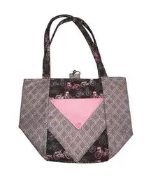 Bag Shoulder Tote Handmade Bicycle Print Pink Gray Blue New Fabric Lightweight