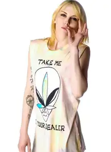 HTF: new UNIF Δ Take Me To Your Dealer Δ Muscle Tee Δ Pastel Tie Dye Weed Alien