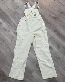 Disney Corduroy Tan Oatmeal Overalls Women’s Large Pooh Bear Eeyore Vintage 90s