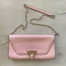 Valentino Demilune dusty pink leather chain shoulder clutch bag