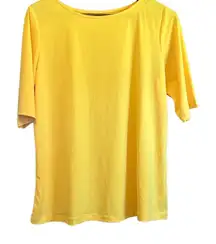 Susan‎ Graver Modern Essentials Liquid Knit Top Large Sz medium Yellow