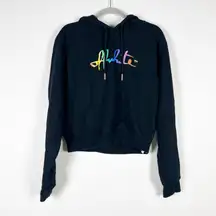 Off-White Rainbow Multi Color Logo Print Pattern Crop Hoodie Sweatshirt Sweater 
