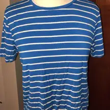 Abercrombie & Fitch Blue & White Striped Crewneck T-shirt