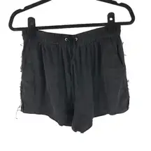 T Alexander Wang Womens Shorts Silk Pull On Drawstring Fringe Black 2