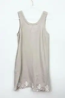 Calypso St. Barth Tan Linen Embroidered Mini Dress