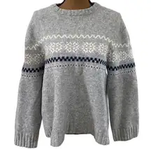 Vintage Field Gear lamb wool blend winter nordic sweater in grey size L