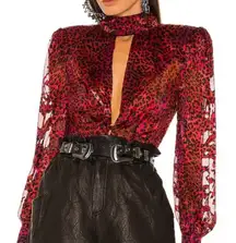 Revolve Red Cheetah Top