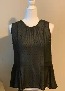 J. Crew Peplum Polka-Dot Mesh Tank