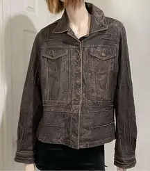 SCULLY Genuine Leather Brown Vintage Look Distressed Topstitch Leather Jacket