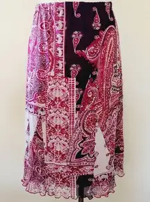 BCBGMAXAZRIA y2k aesthetic paisley nylon mesh midi skirt size small