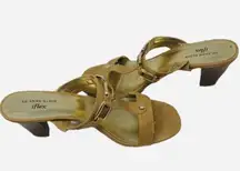 ANNE KLEIN iflex Gold Chunky Heeled Sandal-Size 9