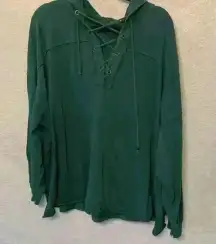 Aerie green tie strap sweatshirt sz XL *flaw comfy cozy loungewear athleisure
