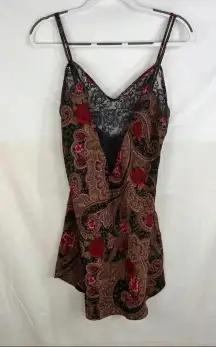 VICTORIAS SECRET Women’s Slip On Lace Paisley Mini Dress Sz S Sexy Lounge Y2K