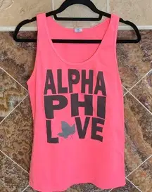 Women's Hot Pink Alpha Phi Ivy Leaf Love Tank Top Size Medium