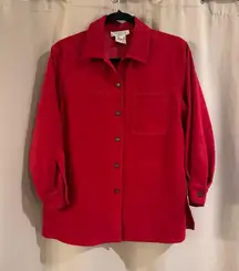 Smooth Petite Red Button-Up Women's Top