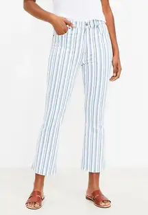 NWT Loft Fresh Cut‎ High Rise Kick Crop Jeans in Stripe 590285 Blue/White 29/8
