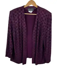 Alex Evenings Open Front Glitter Jacket Blazer Size 18W‎ Metallic Sparkle Formal