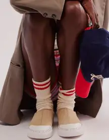 Free People Juno Slip On Sport Suede Mules Women's 7 Café Neutral NWT Cap Shoes