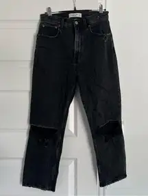 Abercrombie The Ankle Straight Ultra High Rise Jeans Curve Love Black 27 4 Short