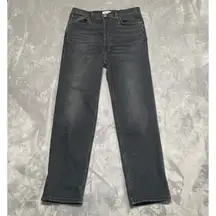 Re/Done Jeans Womens 30 Black 70s Ultra High Rise Stove Pipe Stretch Button Fly