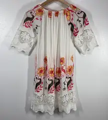 Gael Collection‎ Embroidered Floral Peasant Dress Lace Trim Bohemian Unitalla