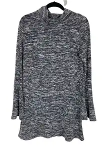 Aakaa Woman's Sz‎ L Marled Gray Long Flared Bell Sleeve Mock Neck Sweater Dress