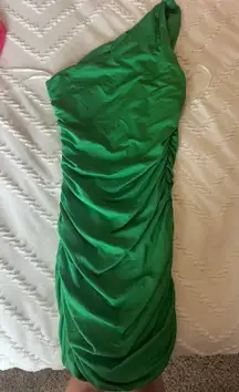 One Shoulder Green Dress