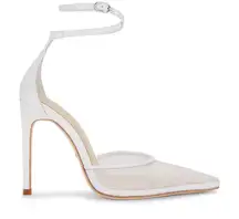 Revolve RAYE White Ankle Strap Mesh Heels