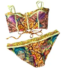 MAAJI 2 pieces bikinis Groovy Tiles in Yellow Multi underwire lace up top