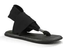 Sanuk Black Yoga Mat Sling Back Flip Flops Beach Comfort Sandals Women’s Size 9