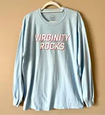 DANNY DUNCAN | Blue Long Sleeve VIRGINITY ROCKS Graphic Tee Sz L