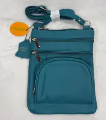 Genuine Leather Crossbody Cell Phone Purse Wallet Small Shoulder‎ Bag Teal