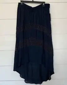 AGB Women’s Large Boho Bohemian Lace High Low Midi Skirt New Romantic Flowy