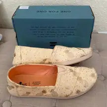 TOMS Womens Rose Gold Pineapple Alpargata Slip On Shoes