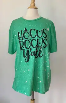 Hocus Pocus Y’all Green Bleached Short Sleeve Halloween T-Shirt