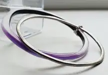 Alexis Bittar Set of Two Iridescent Lucite Bangle Bracelet L-XL