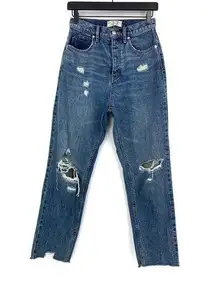 Free People WE THE FREE Crvy Georgine Mom Jean Blue Denim 27