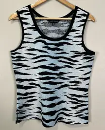 Y2K Ming Wang Tank Top Women Medium Zebra Bodycon Edgy Animal Retro Bold Casual