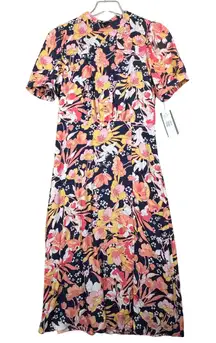 Julia Jordan Dress Floral Midi Career Casual‎ Party Sundress Blue Pink Size 10