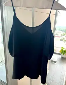 Black spaghetti strap, peak-a-boo shoulders top