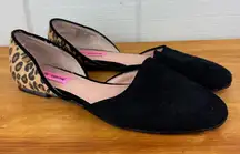 Betsy Johnson Cocoh Leopard Print D’Orsay Flats Black Suede Slip On Shoes 7.5