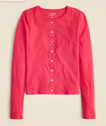J.Crew Feather jersey crewneck cardigan Strawberry Sunrise