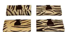 Lot Of 4 Real Handmade Animal Print Fur Leather Loop Closure Wallet/Hand Clutch