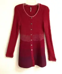 Free People wool angora ombre long button front cardigan sweater S