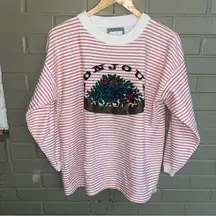 Vintage Bonjour Floral Sweatshirt with “Circa 1990” Embroidered M