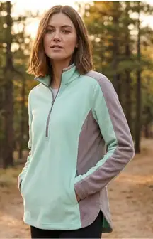 Old Navy Colorblock Fleece 1/4 Zip Womens XXL Mint Green Grey Outdoor Active