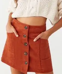 Chloe & Katie Button Down Mini Skirt Womens S Rust Brown Corduroy Retro 70s Fall