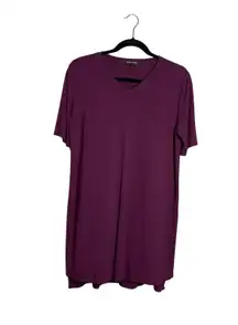 Eileen Fisher V-Neck T-Shirt‎ Mini Dress Size XS Burgandy Jersey Knit Viscose